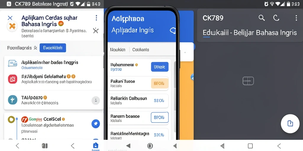 Antarmuka CK789 yang modern dan interaktif untuk belajar bahasa Inggris.