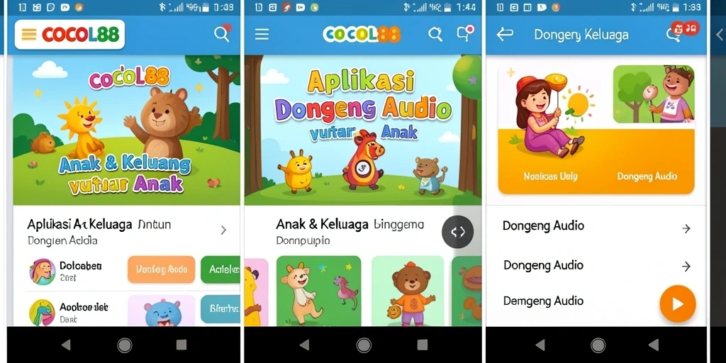 Screenshot aplikasi COCOL88 menampilkan antarmuka pengguna yang ramah anak.
