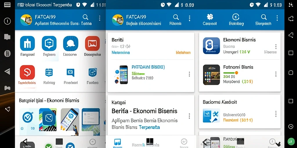 Tampilan utama aplikasi FATCAI99 untuk berita ekonomi dan bisnis.