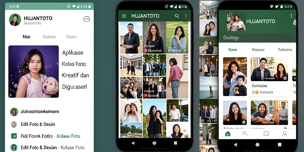 Antarmuka pengguna HUJANTOTO yang sederhana untuk membuat kolase foto.